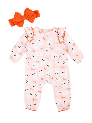 Mud Pie Ghost One-Piece & Headband Set