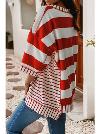 Sequin Bow Patriotic Half Sleeve Top-Women's Short Sleeve Shirt-Simply Blessed Children's Boutique