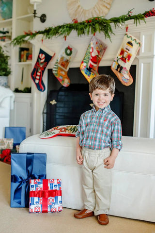 Sheffield Pants (Twill) - Keeneland Khaki/Navy Stork by The Beaufort Bonnet Company-Misc.-Simply Blessed Children's Boutique