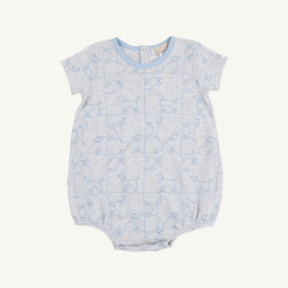 Short-Sleeve Patton Play Bubble - Puppy Puzzle/Beale Street Blue by The Beaufort Bonnet Company-Boys One-Piece-Simply Blessed Children's Boutique
