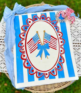 White Stripes and Flag Coquette Tee for Women-Women's Graphic Tees-Simply Blessed Children's Boutique