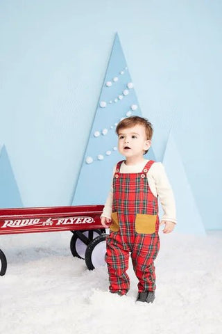 Tartan Plaid Baby Boys Overalls - MudPie-Misc.-Simply Blessed Children's Boutique