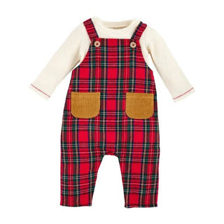 Tartan Plaid Baby Boys Overalls - MudPie-Misc.-Simply Blessed Children's Boutique