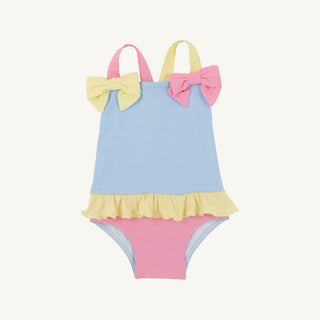 Taylor Bay Bathing Suit - Beale Street Blue/Hamptons Hot Pink/Lake Worth Yellow by The Beaufort Bonnet Company-Girls Swimwear-Simply Blessed Children's Boutique