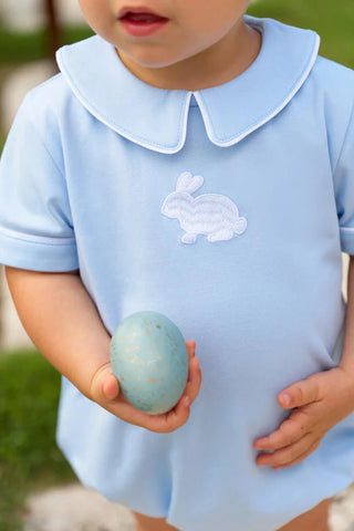 The Beaufort Bonnet Company | Biltmore Bubble - Blue Bunny Baby Boy Easter Romper-Boys One-Piece-Simply Blessed Children's Boutique