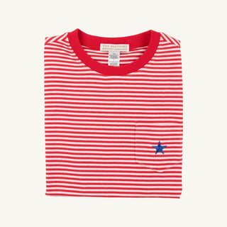 The Beaufort Bonnet Company Carter Crewneck – Richmond Red Stripe & Star-Boys Short Sleeve Shirts-Simply Blessed Children's Boutique