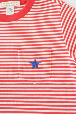 The Beaufort Bonnet Company Carter Crewneck – Richmond Red Stripe & Star-Boys Short Sleeve Shirts-Simply Blessed Children's Boutique