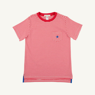 The Beaufort Bonnet Company Carter Crewneck – Richmond Red Stripe & Star-Boys Short Sleeve Shirts-Simply Blessed Children's Boutique
