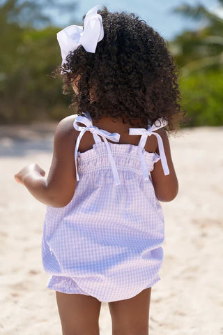 The Beaufort Bonnet Company Rosey Romper - Lauderdale Lavender Gingham-Girls One-Piece-Simply Blessed Children's Boutique