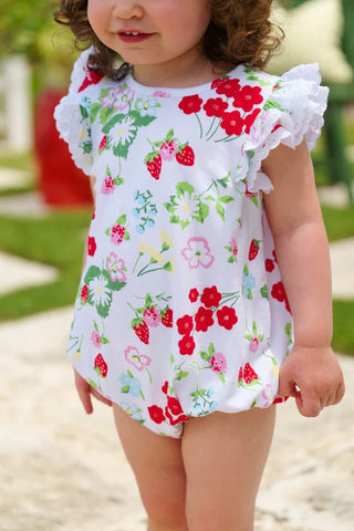 The Beaufort Bonnet Company Ruehling Ruffle Bubble - Berry Sweet Pima Cotton-Girls One-Piece-Simply Blessed Children's Boutique