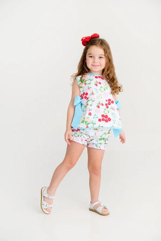 The Beaufort Bonnet Company Talbot Tie-Side Set - Berry Sweet Strawberry & Belhaven Blue-Girls Outfit Sets-Simply Blessed Children's Boutique