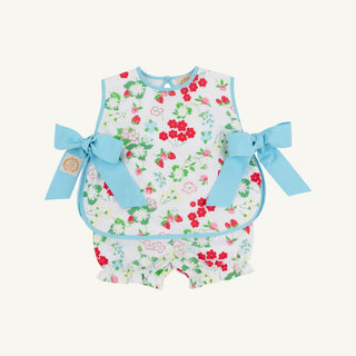 The Beaufort Bonnet Company Talbot Tie-Side Set - Berry Sweet Strawberry & Belhaven Blue-Girls Outfit Sets-Simply Blessed Children's Boutique