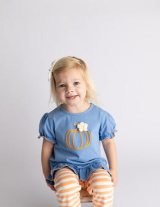 Three SIsters Girls Pumpkin Patch Ruffled Top and Legging Set-Girls Outfit Sets-Simply Blessed Children's Boutique