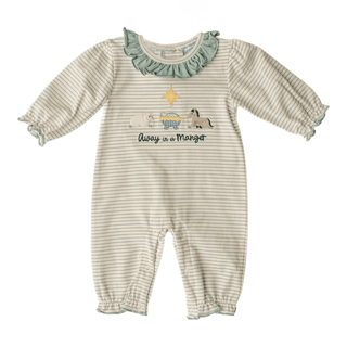 Three Sisters Baby Girl Away in a Manger Christmas Romper - Simply Blessed Children's Boutique