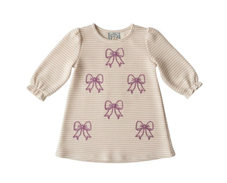 Three Sisters Girls Long Sleeve Bow Embroidery Dress-Girls Dresses-Simply Blessed Children's Boutique