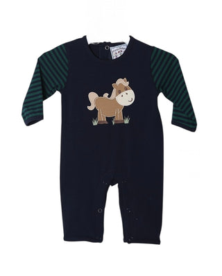 Three Sisters Baby Boy Horse Applique Romper-Infants-Simply Blessed Children's Boutique