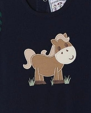 Three Sisters Baby Boy Horse Applique Romper-Infants-Simply Blessed Children's Boutique