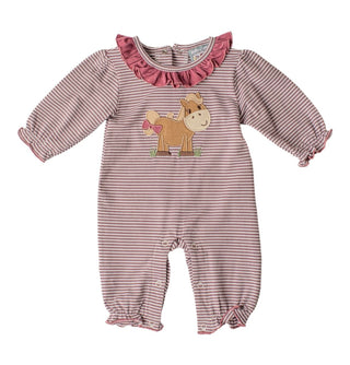 Three Sisters Baby Girl Horse Applique Romper-Infants-Simply Blessed Children's Boutique
