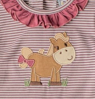 Three Sisters Baby Girl Horse Applique Romper-Infants-Simply Blessed Children's Boutique