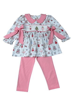 Three Sisters Girls Smocked Nutcracker Christmas Tunic and Legging Set - Simply Blessed Children's Boutique
