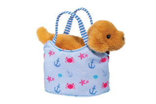 Douglas Toys Tiny Tides Sassy Pet Sak – Golden Retriever Plush with Nautical Tote-Toys-Simply Blessed Children's Boutique