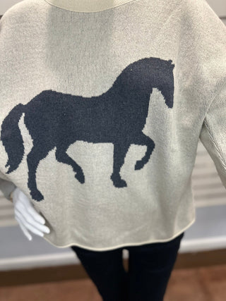 Town Pride Women's Boxy Horse Sweater-Women's Sweaters-Simply Blessed Children's Boutique