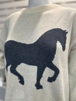 Town Pride Women's Boxy Horse Sweater-Women's Sweaters-Simply Blessed Children's Boutique