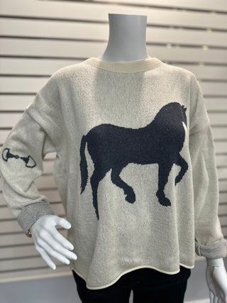 Town Pride Women's Boxy Horse Sweater-Women's Sweaters-Simply Blessed Children's Boutique