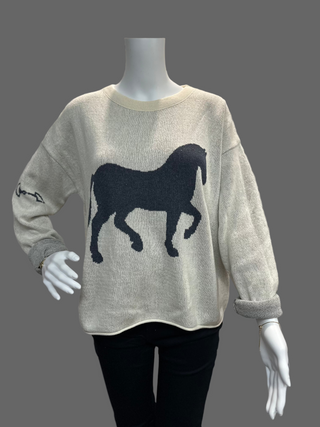 Town Pride Women's Boxy Horse Sweater-Women's Sweaters-Simply Blessed Children's Boutique
