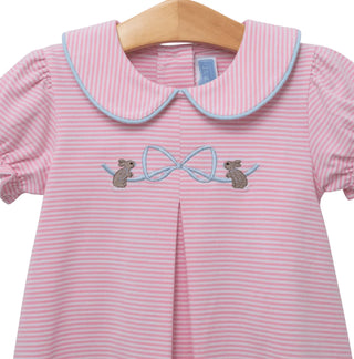 Trotter Street Girls Bunny Embroidery Collared Dress-Girls Dresses-Simply Blessed Children's Boutique
