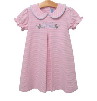 Trotter Street Girls Bunny Embroidery Collared Dress-Girls Dresses-Simply Blessed Children's Boutique