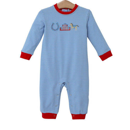 Trotter Street Kids Horse & Stable Applique Boy's Romper