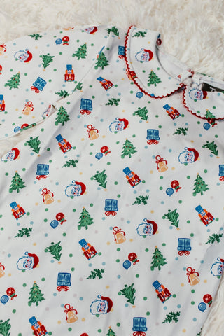 True Girls Christmas Cheer Top with Peter Pan Collar-Girls Long Sleeve Shirts-Simply Blessed Children's Boutique