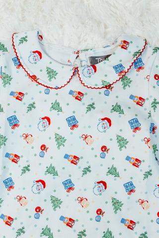 True Girls Christmas Cheer Top with Peter Pan Collar-Girls Long Sleeve Shirts-Simply Blessed Children's Boutique