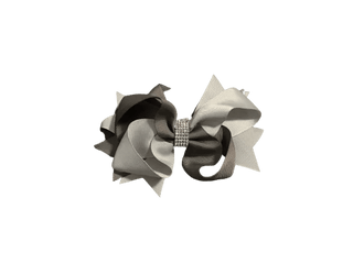 Two Tone Grey Hair Bow-Hair Accessories-Simply Blessed Children's Boutique