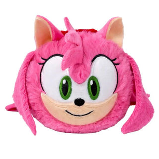 Ty Beanie Bouncers Amy Rose plush from Sonic the Hedgehog with pink fur, green eyes and round bouncing plush character.