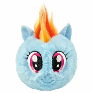 Ty Beanie Bouncers Rainbow Dash plush from My Little Pony with blue fur, rainbow mane and round bouncing plush design.