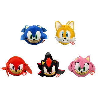 Ty Beanie Bouncers Sonic the Hedgehog collection plush bounce balls featuring Sonic, Tails, Knuckles, Shadow and Amy characters.