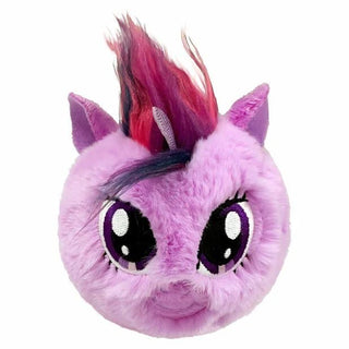 Ty Beanie Bouncers Twilight Sparkle plush from My Little Pony with purple fur, colorful mane and round bouncing plush design.