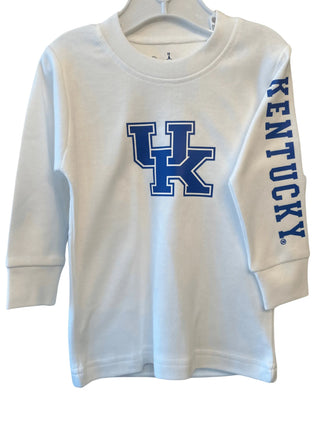 University of Kentucky Wildcats White Long Sleeve Shirt-Boys Long Sleeve Shirts-Simply Blessed Children's Boutique