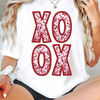Valentine XOXO Faux Patch T-Shirt-Misc.-Simply Blessed Children's Boutique