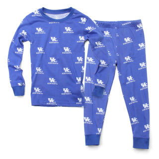 Wes and Willy Kids Blue UK Wildcat Print Pajama Set-Boys Sleepwear-Simply Blessed Children's Boutique