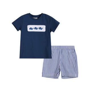 Whale Smocked Tee and Short Set - Lil Cactus-Boys Outfit Sets-Simply Blessed Children's Boutique