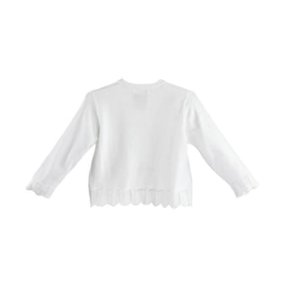 White Pointelle Edge Bolero Cardigan Sweater - Petit Ami-Girls Sweater-Simply Blessed Children's Boutique