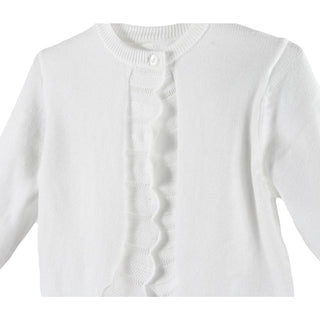 White Pointelle Edge Bolero Cardigan Sweater - Petit Ami-Girls Sweater-Simply Blessed Children's Boutique