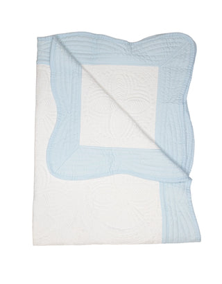 Monogrammable Baby Quilt - Light Blue or Pink Trim-Baby Accessories-Simply Blessed Children's Boutique