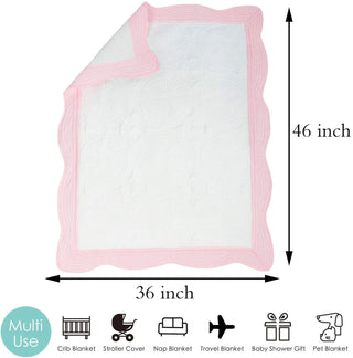 Monogrammable Baby Quilt - Light Blue or Pink Trim-Baby Accessories-Simply Blessed Children's Boutique