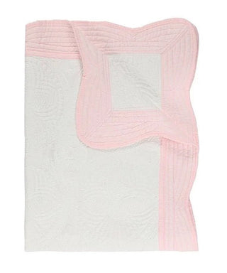 Monogrammable Baby Quilt - Light Blue or Pink Trim-Baby Accessories-Simply Blessed Children's Boutique