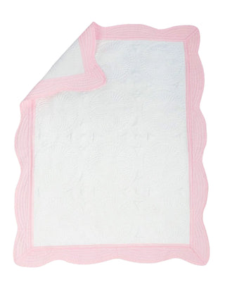 Monogrammable Baby Quilt - Light Blue or Pink Trim-Baby Accessories-Simply Blessed Children's Boutique