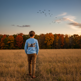 Properly Tied Boys Hunting Dogs Light Blue Long Sleeve Shirt-Boys Long Sleeve Shirts-Simply Blessed Children's Boutique